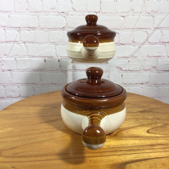 Vintage Soup Chowder Chili Ceramic Handled Crock - Set of 2 - Picture 2 of 7